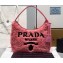 Prada Re-Edition 2000 Shearling Terry Mini Hobo Bag 1NE515 Pink 2021