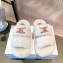 Celine Fur Triomphe Open Slides in Shearling White 2021