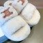 Celine Fur Triomphe Open Slides in Shearling White 2021