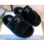 Celine Fur Triomphe Open Slides in Shearling Black 2021