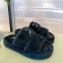 Celine Fur Triomphe Open Slides in Shearling Black 2021