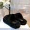 Celine Fur Triomphe Open Slides in Shearling Black 2021