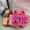 Hermes Shearling Woolskin Oran Sandals Fuchsia 2021