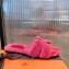 Hermes Shearling Woolskin Oran Sandals Fuchsia 2021