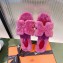 Hermes Shearling Woolskin Oran Sandals Fuchsia 2021