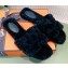 Hermes Shearling Woolskin Oran Sandals Black 2021