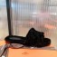 Hermes Shearling Woolskin Oran Sandals Black 2021