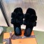 Hermes Shearling Woolskin Oran Sandals Black 2021