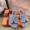 Hermes Shearling Woolskin Oran Sandals Gray 2021