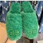 Balenciaga Fake Shearling Cosy BB Mules Green 2021