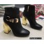 Dolce & Gabbana Heel 10.5cm Leather Ankle Boots Black with DG Karol Heel and Buckle 2021