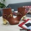 Dolce & Gabbana Heel 10.5cm Leather Ankle Boots Caramel with DG Karol Heel and Buckle 2021