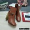 Dolce & Gabbana Heel 10.5cm Leather Ankle Boots Caramel with DG Karol Heel and Buckle 2021