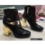 Dolce & Gabbana Heel 10.5cm Leather Ankle Boots Patent Black with DG Karol Heel and Buckle 2021