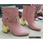 Dolce & Gabbana Heel 10.5cm Leather Ankle Boots Patent Pink with DG Karol Heel and Buckle 2021