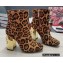 Dolce & Gabbana Heel 10.5cm Leather Ankle Boots Leopard Print Brown with DG Karol Heel 2021
