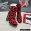 Dolce & Gabbana Heel 10.5cm Leather Ankle Boots Leopard Print Red with DG Karol Heel 2021