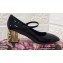 Dolce & Gabbana Heel 6.5cm Patent Leather Mary Janes Black with DG Karol Heel 2021