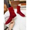 Loro Piana Knit Cocoon Suede Walk Ankle Boots Red
