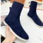 Loro Piana Knit Cocoon Suede Walk Ankle Boots Navy Blue