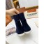 Loro Piana Knit Cocoon Suede Walk Ankle Boots Navy Blue