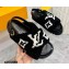 Louis Vuitton Shearling Paseo Flat Comfort Sandals Black 2021