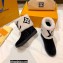 Louis Vuitton Suede Leather and Shearling Snowdrop Flat Ankle Boots Black/White 2021