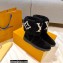 Louis Vuitton Suede Leather and Shearling Snowdrop Flat Ankle Boots Black 2021