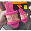 Louis Vuitton Shearling and Raffia Lock It Flat Mules Dark Pink 2021