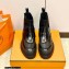 Hermes Heel Brushed Leather Ankle Boots Black Handmade