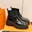 Hermes Heel Brushed Leather Ankle Boots Black Handmade