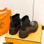 Hermes Heel Brushed Leather Ankle Boots Black Handmade