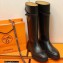 Hermes Barn High Boots Black Handmade