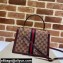 Gucci Ophidia Small Top Handle Bag with Web 651055 GG Canvas Burgundy 2021