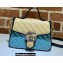Gucci Diagonal GG Marmont Mini Top Handle Bag 583571 Butter/Pastel Blue 2021