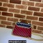 Gucci Diagonal GG Marmont Mini Top Handle Bag 583571 Navy Blue/Beige/Red 2021