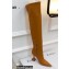 Amina Muaddi Clear Heel 9.5cm Leather Thigh-High Boots Brown 2021