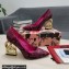 Dolce & Gabbana Heel 10.5cm Leather Pumps Snake Print Fuchsia with DG Pop Heel 2021