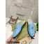 Gucci Shearling Merino Lining Chevron Leather Slippers with Double G 670400 Blue 2021