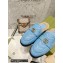 Gucci Shearling Merino Lining Chevron Leather Slippers with Double G 670400 Blue 2021