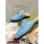 Gucci Shearling Merino Lining Chevron Leather Slippers with Double G 670400 Blue 2021