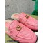Gucci Shearling Merino Lining Chevron Leather Slippers with Double G 670400 Pink 2021
