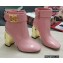 Dolce & Gabbana Heel 10.5cm Leather Ankle Boots Patent Pink with DG Karol Heel and Strap 2021