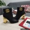 Dolce & Gabbana Heel 10.5cm Leather Ankle Boots Black with DG Karol Heel and Strap 2021