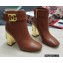Dolce & Gabbana Heel 10.5cm Leather Ankle Boots Brown with DG Karol Heel and Strap 2021