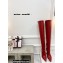 Amina Muaddi Heel 9.5cm Leather Thigh-High Boots Red 2021