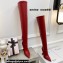 Amina Muaddi Heel 9.5cm Leather Thigh-High Boots Red 2021