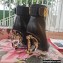 Dolce & Gabbana Heel 10.5cm Leather Ankle Boots Black with Baroque DG Heel and Strap 2021