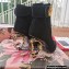 Dolce & Gabbana Heel 10.5cm Leather Ankle Boots Suede Black with Baroque DG Heel and Strap 2021