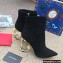 Dolce & Gabbana Heel 10.5cm Leather Ankle Boots Suede Black with Baroque DG Heel 2021